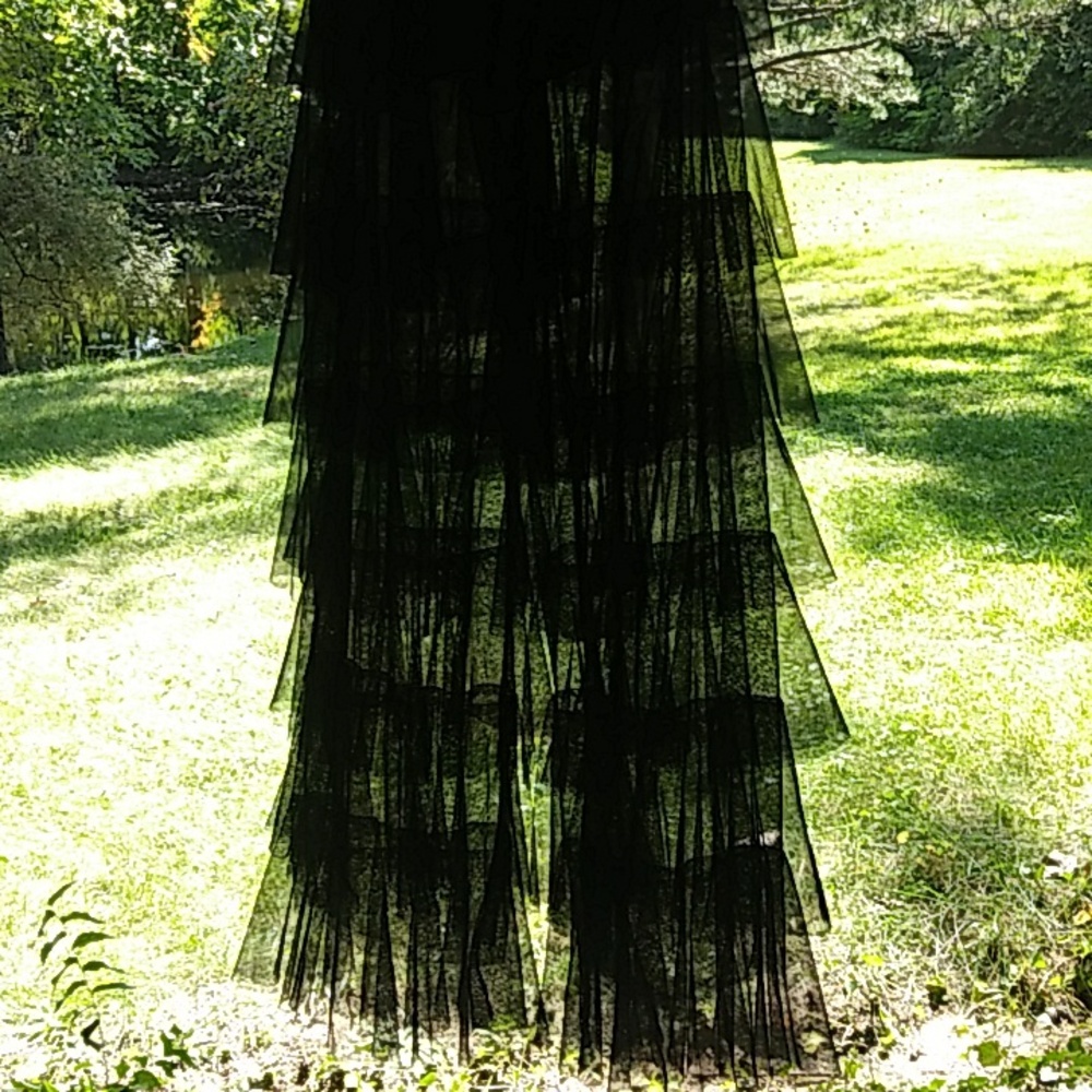 KikiRiki Ruffled Layered Lined Black Pants NEW Sheer